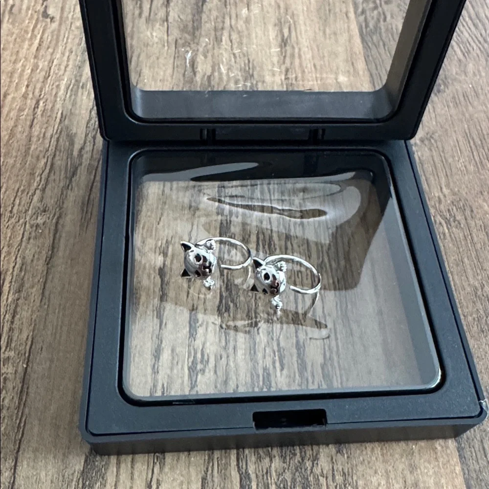 Cute Cat Silver Earrings